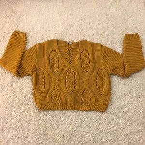 Tobi Laced Up Sweater, Medium, Yellow/Mustard